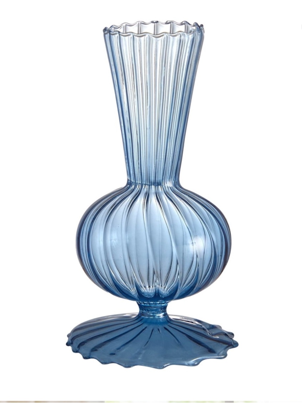 The Pioneer Woman Ribbed Blue Glass
Tabletop Vase, 6.3 in